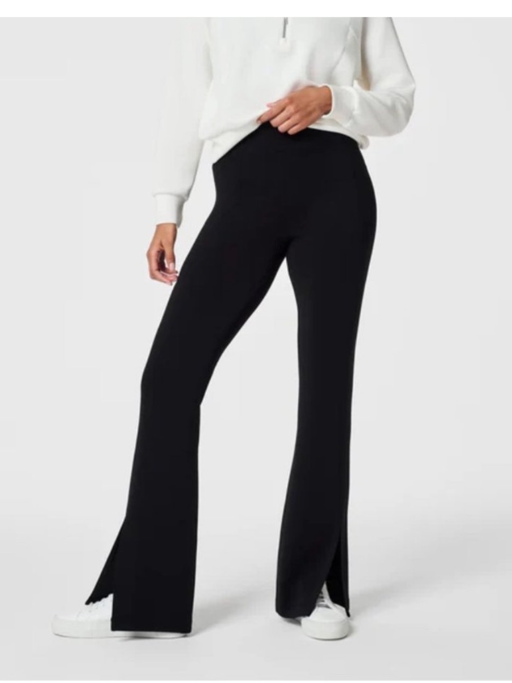 Spanx Black air essentials slim flare pants split hem womens 3X travel